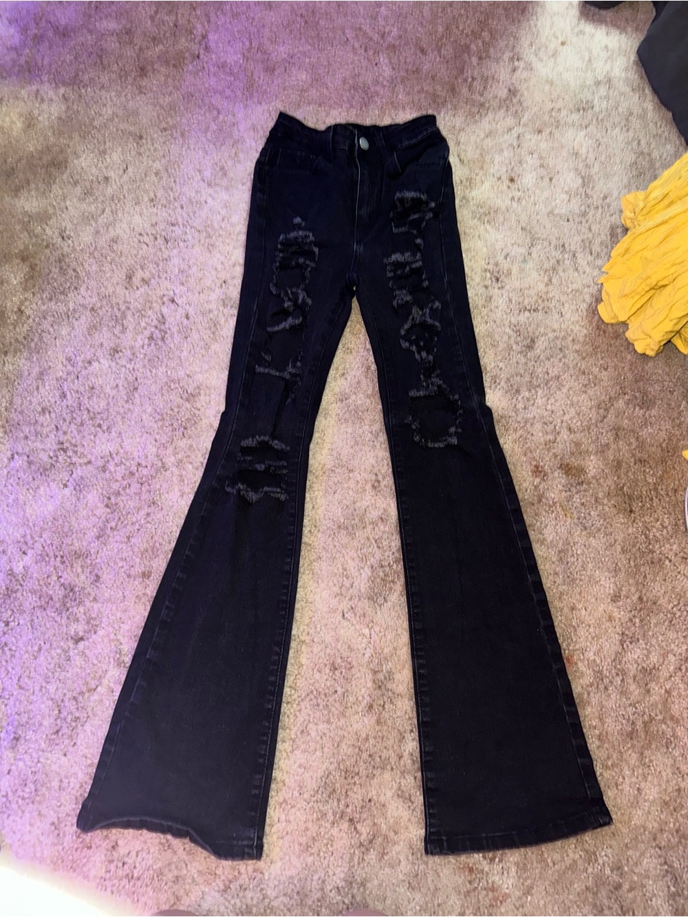 Black Distressed Flared Women’s Jeans